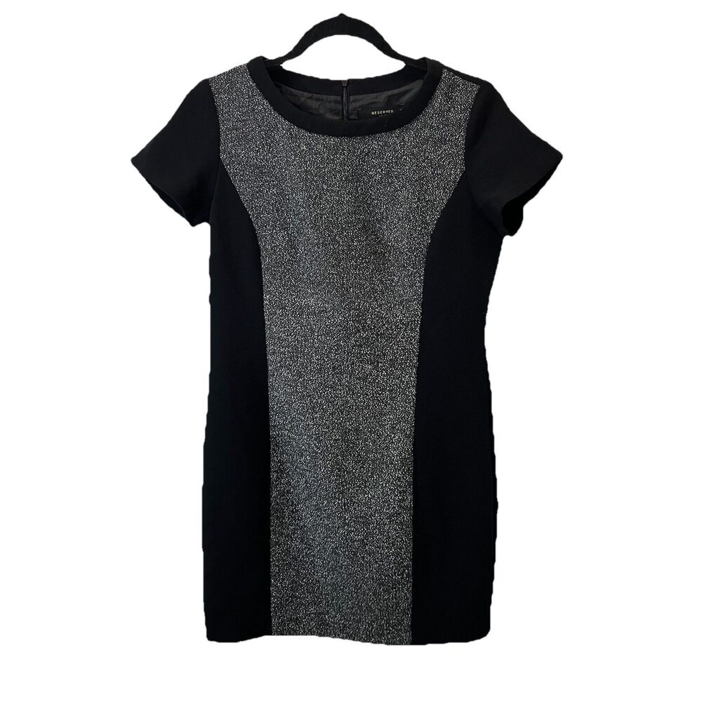 Reserved Womens Black Dress Gray Panel Pencil Career Professional SIze 36 US 4